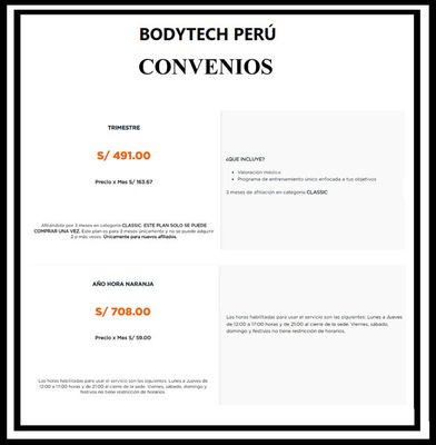 Catálogo Bodytech | Convenios | 27/9/2023 - 31/12/2023