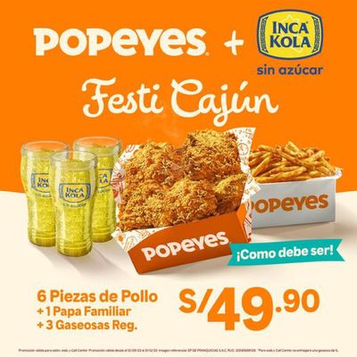 Ofertas de Restaurantes en Chiclayo | Festi Cajin Popeyes de Popeyes | 29/9/2023 - 31/12/2023