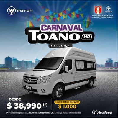 Ofertas de Carros, Motos y Repuestos | Carnaval to ano  de Fotón | 26/10/2023 - 31/10/2024