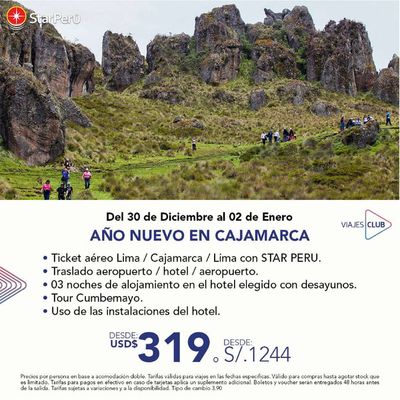 Catálogo Viajes Club | Año nuevo en Cajamarca  | 30/12/2023 - 2/1/2024