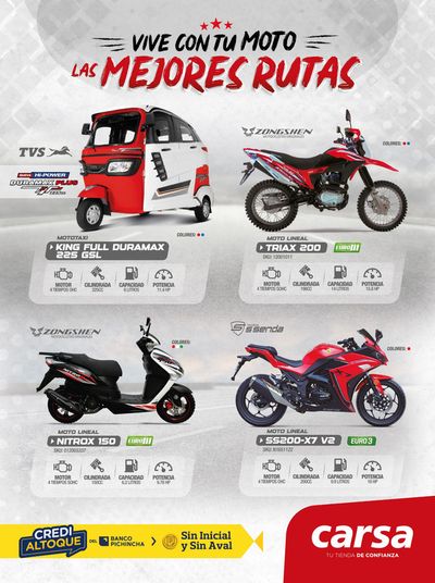 Ofertas de Tecnología y Electrónica en Chiclayo | Vive con tu moto  de Carsa | 23/11/2023 - 31/12/2023