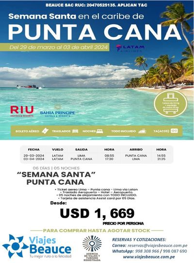 Catálogo Viajes Beauce en Lima | Punta Cana  | 29/3/2024 - 3/4/2024