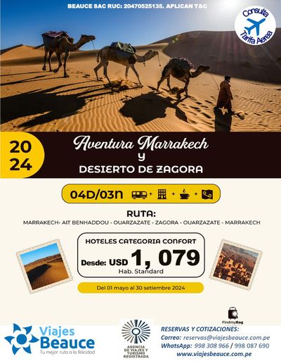 Catálogo Viajes Beauce en Lima | Aventura Marrakech y desierto de zagora | 1/5/2024 - 30/9/2024