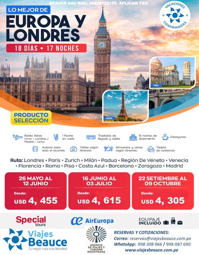 Catálogo Viajes Beauce en Lurín | Europa y Londres  | 26/5/2024 - 9/10/2024