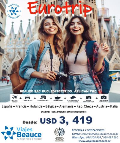 Ofertas de Viajes y ocio en Lima | Eurotrip  de Viajes Beauce | 12/10/2024 - 2/11/2024