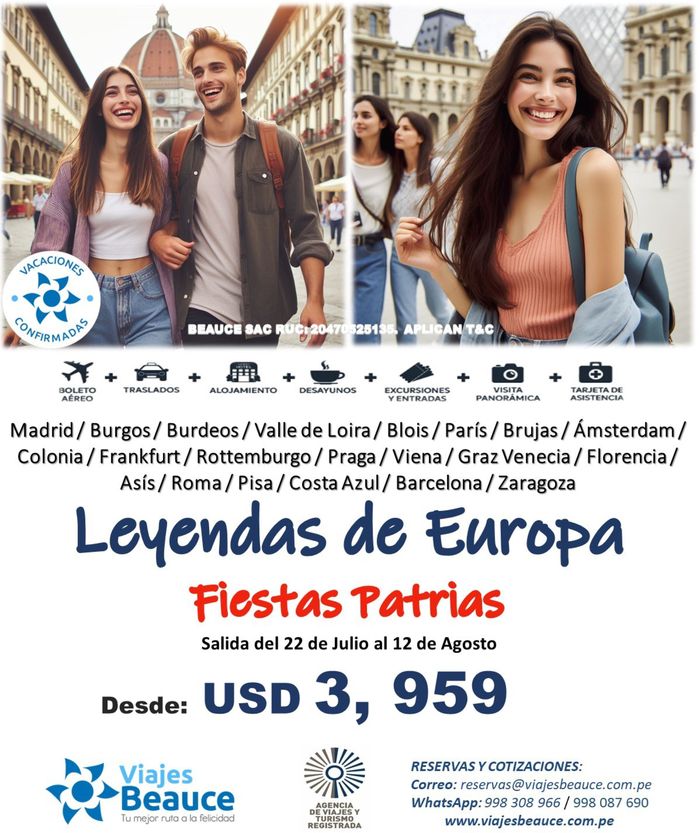 Catálogo Viajes Beauce en Lima | Legendas de Europa. | 22/7/2024 - 12/8/2024