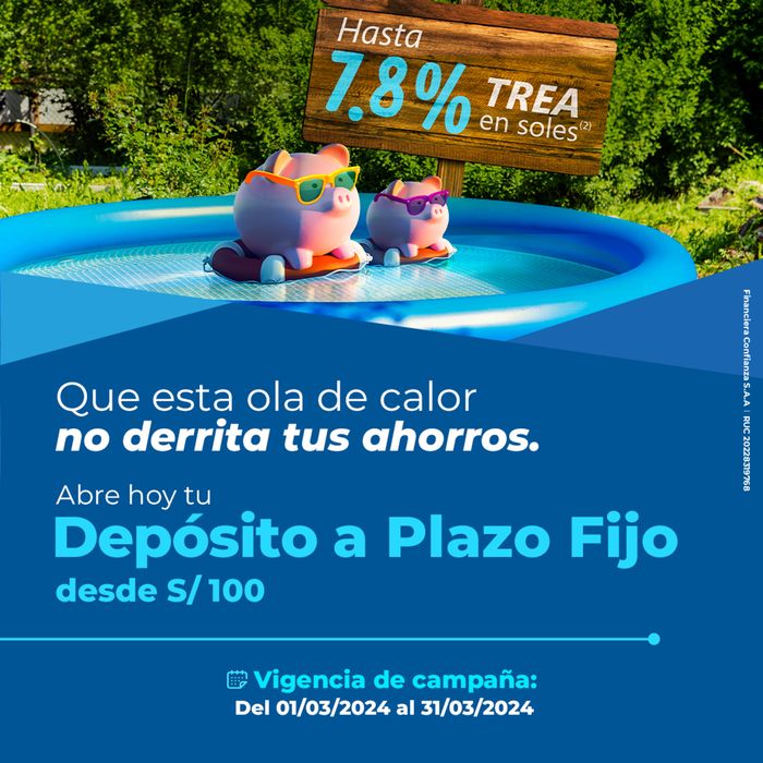 Catálogo Financiera Confianza en Huacho | Depósitos a Plazo Fijo  | 5/3/2024 - 31/3/2024