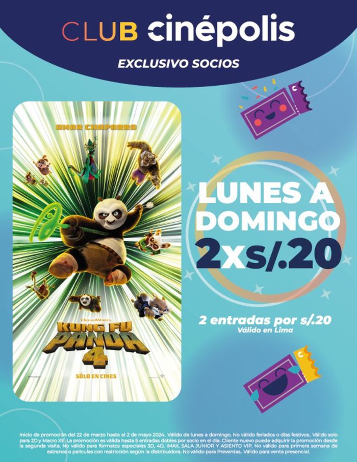 Catálogo Cinépolis en Lima | Lunes a Domingo  | 26/3/2024 - 2/5/2024