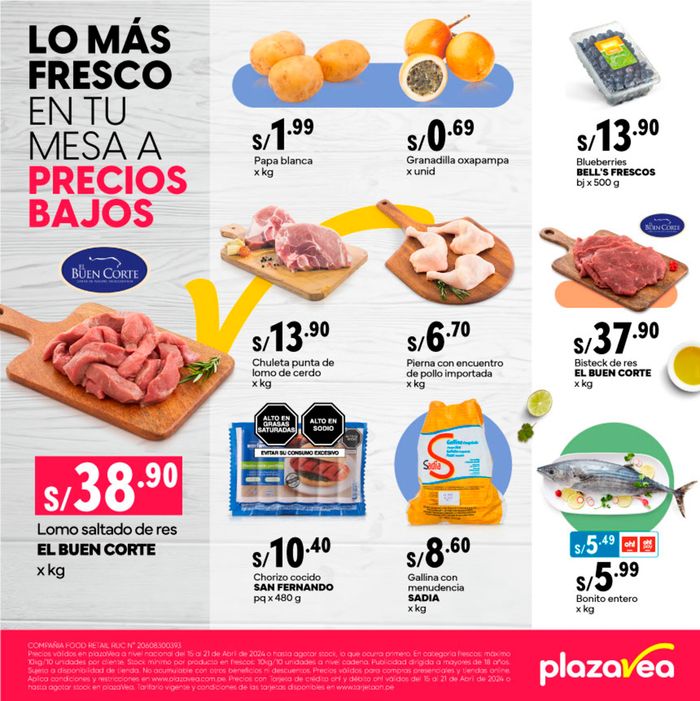 Catálogo Plaza Vea en Puno | Lo más Fresco en tu mesa a precios Bajos | 16/4/2024 - 21/4/2024