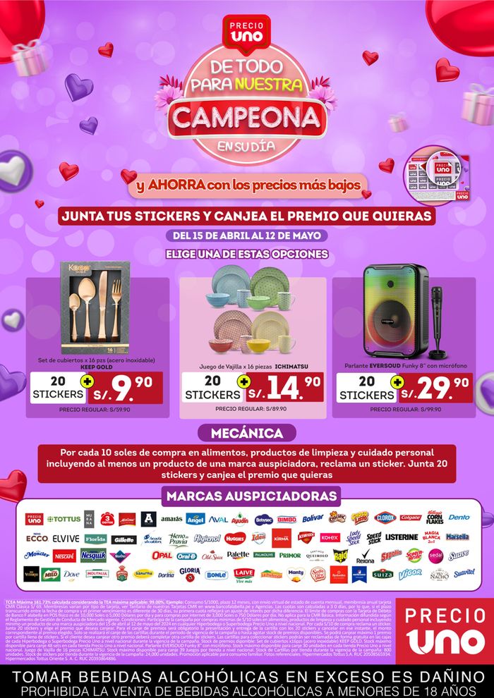 Catálogo Hiperbodega Precio Uno en Huacho | De todo Para Nuestra Campeona!! | 22/4/2024 - 12/5/2024