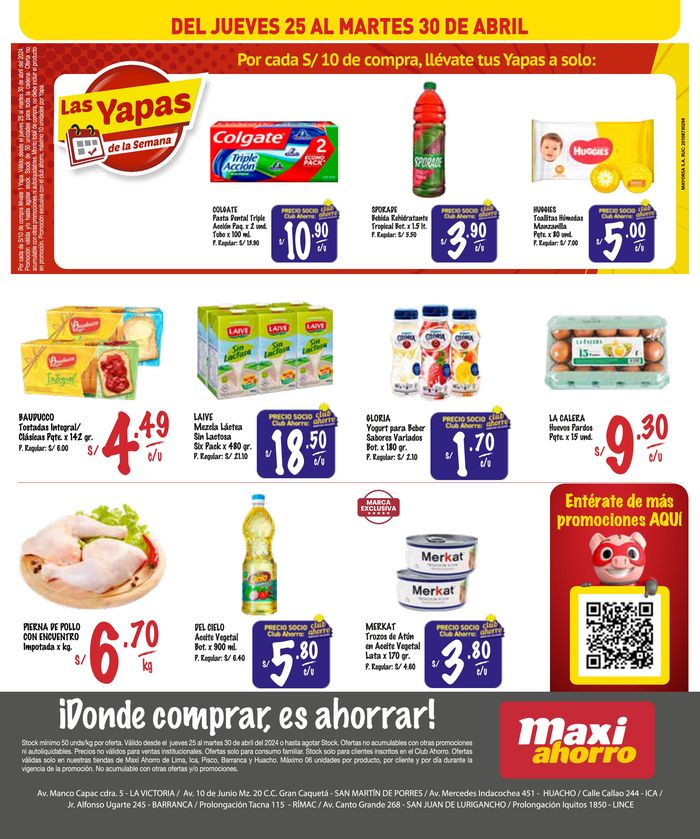 Catálogo MaxiAhorro en Lima | Las Yapas de la Semana  | 25/4/2024 - 30/4/2024