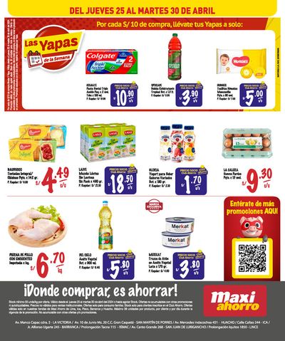 Ofertas de Supermercados en Ica | Las Yapas de la Semana  de MaxiAhorro | 25/4/2024 - 30/4/2024
