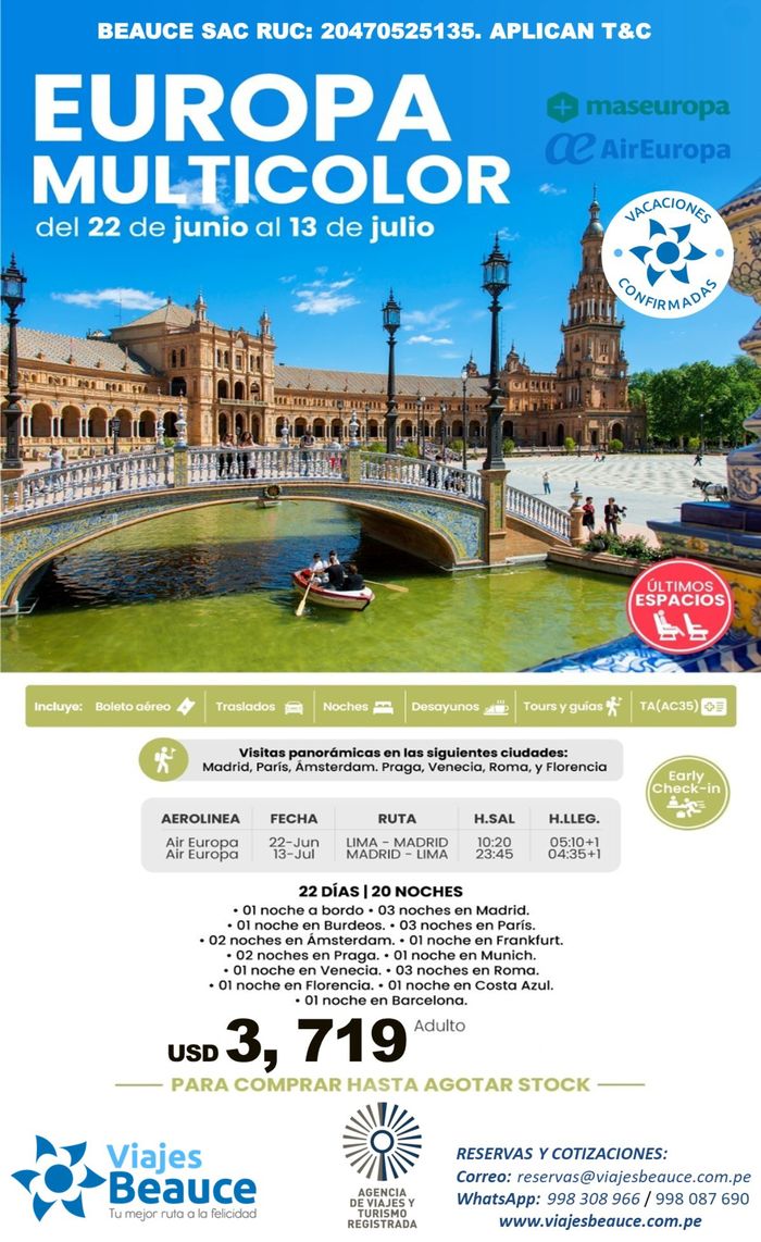 Catálogo Viajes Beauce en Lurín | Europa  | 22/6/2024 - 7/9/2024