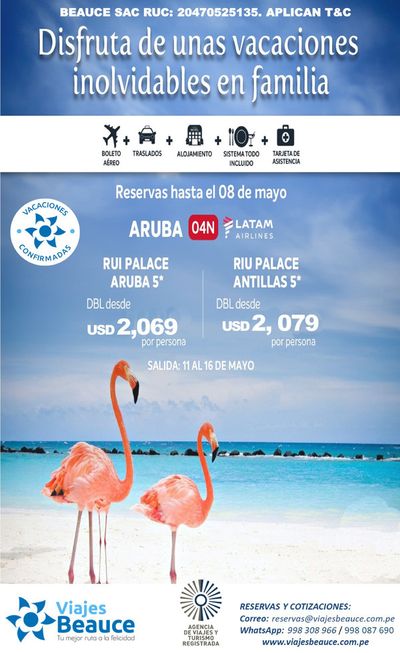 Ofertas de Viajes y ocio en Lurín | Aruba  de Viajes Beauce | 30/4/2024 - 8/5/2024