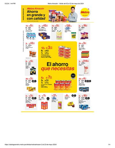 Ofertas de Supermercados en Barranca | Ahorra en grande y con calidad  de Metro | 2/5/2024 - 22/5/2024