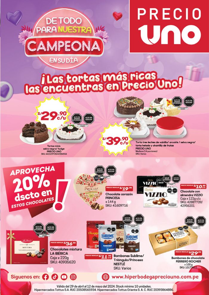 Catálogo Hiperbodega Precio Uno en Chiclayo | Las tortas más ricas las encuentras en Precio Uno! | 7/5/2024 - 12/5/2024
