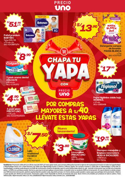 Ofertas de Supermercados en Chincha Alta | Ofertas de Hiperbodega Precio Uno | 15/5/2024 - 28/5/2024