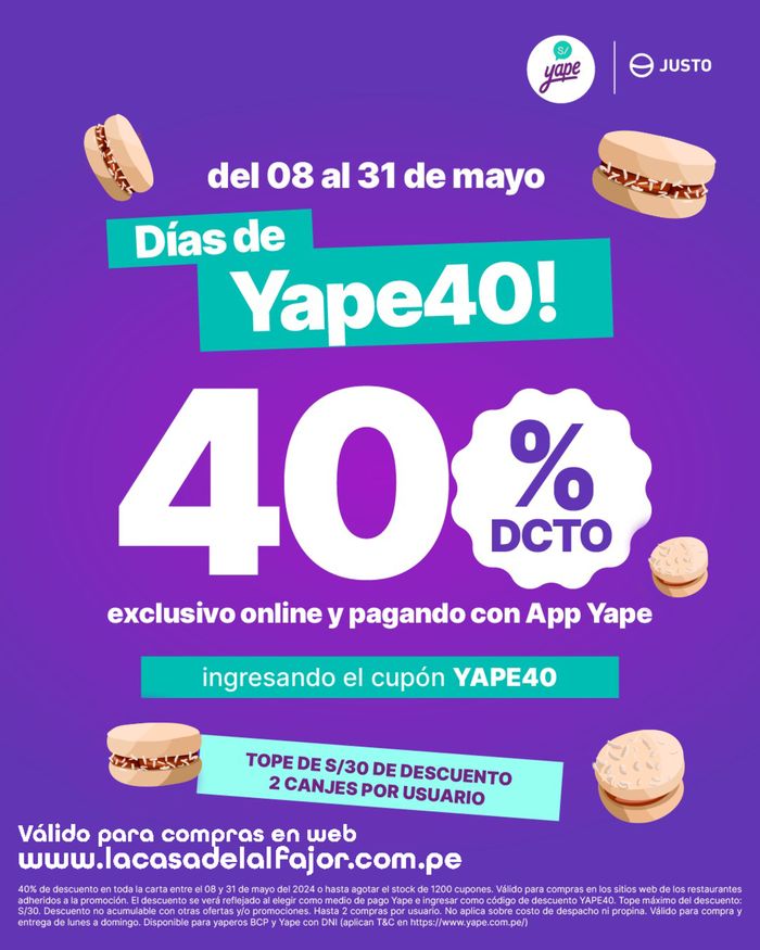Catálogo La Casa del Alfajor en Lima | Días de Yape 40! | 15/5/2024 - 31/5/2024