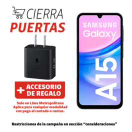 Oferta de Galaxy A15 256GB Black + Adaptador + Portabilidad + Postpago + Plan Max Ilimitado 69.90 P por S/ 669 en Claro