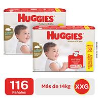 Oferta de Pack Pañales Huggies XXG Bigpack Natural Care 2 Unidades por S/ 104,9 en InkaFarma