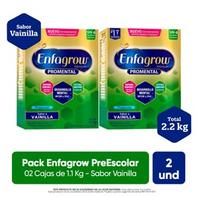 Oferta de Pack Enfagrow Premium Promental PreEscolar Niños 3 a 5 Años Sabor Vainilla 1.1 KG 2 Unidades por S/ 210,4 en InkaFarma