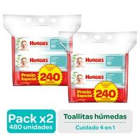Oferta de Pack de Toallas Húmedas Huggies Cuidado 4 en 1 - 2 UN por S/ 48,4 en InkaFarma