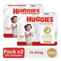 Oferta de Pack Pañales Huggies XXG Bigpack Natural Care 2 Unidades por S/ 114,9 en InkaFarma