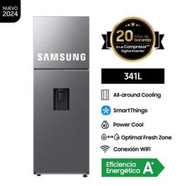 Oferta de Refrigeradora Samsung Top Mount Freezer 341LT con Dispensador Silver por S/ 1549 en La Curacao