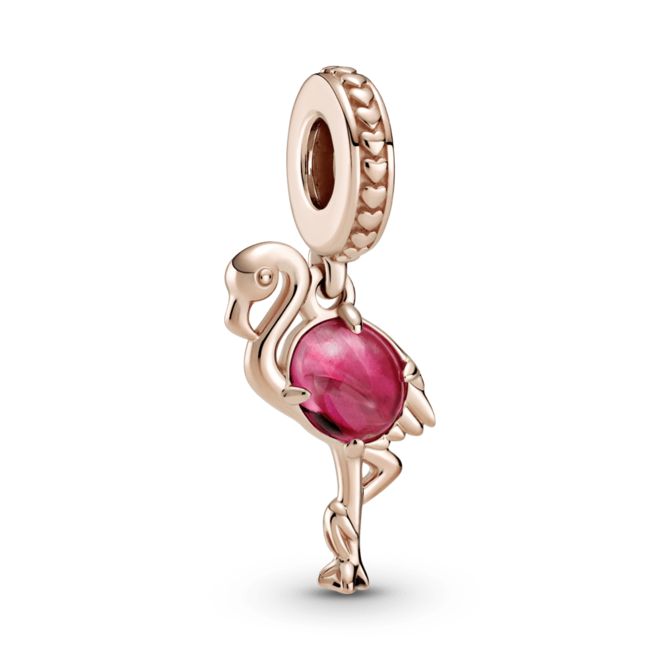 Oferta de Charm Colgante Flamenco De Cristal Murano Rosa Recubrimiento en Oro Rosa de 14k por S/ 495 en Pandora