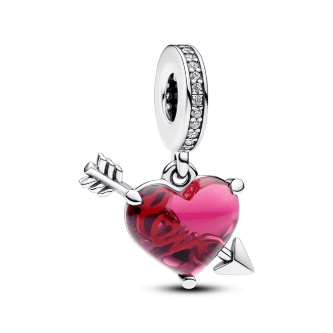 Oferta de Charm Colgante de Cristal de Murano Corazón Rojo y Flecha por S/ 645 en Pandora