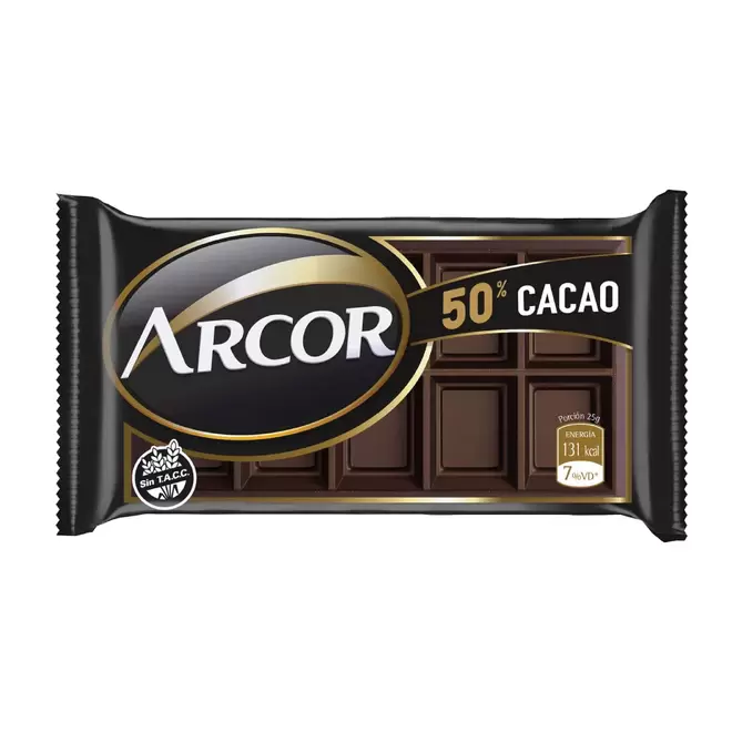 Oferta de Chocolate Arcor Semiamargo 50% 25 gr por S/ 2,7 en Tambo