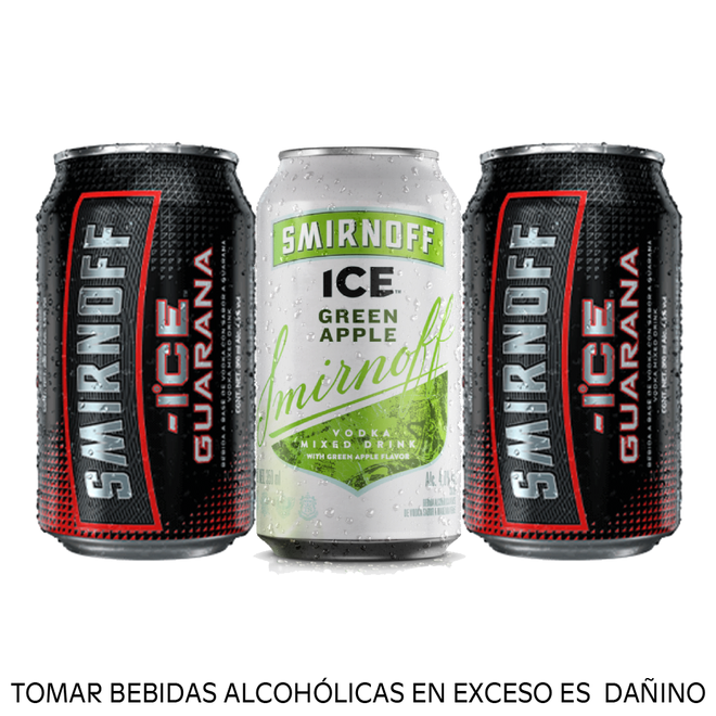 Oferta de Pack 03 Smirnoff Ice Lata 350 ml (2 Guaraná/1 green Apple) por S/ 22,8 en Tambo