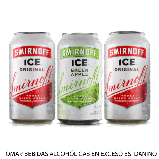 Oferta de Pack 03 Smirnoff Ice Lata 350 ml (2 Red/1 green Apple) por S/ 22,8 en Tambo