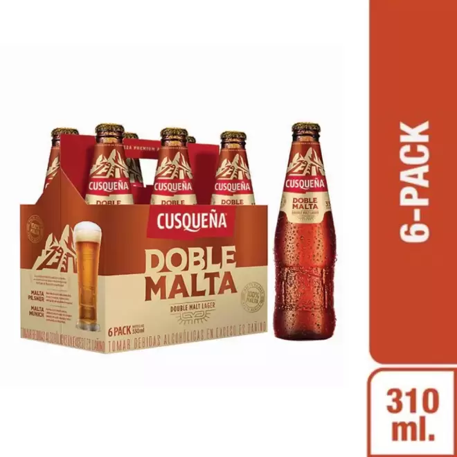 Oferta de Cerveza Cusqueña Doble Malta Six Pack Botella 310 ml por S/ 26,9 en Tambo
