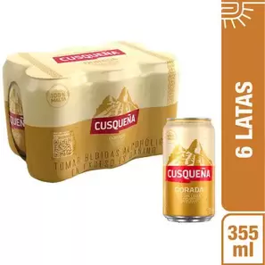 Oferta de Cerveza Cusqueña Dorada Six Pack Lata 355 ml por S/ 29,9 en Tambo