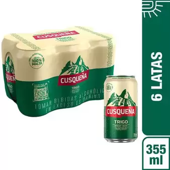 Oferta de Cerveza Cusqueña Trigo Six Pack Lata 355 ml por S/ 27,9 en Tambo