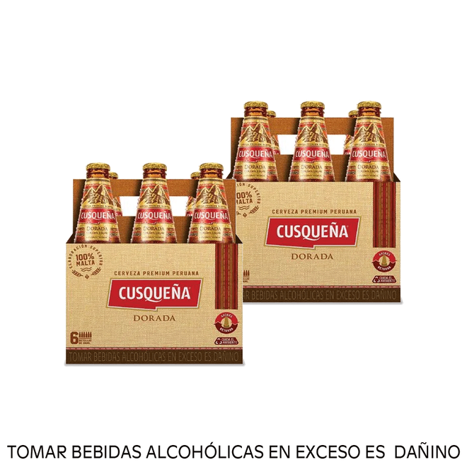 Oferta de Pack 02 Cerveza Cusqueña Dorada Six Pack Botella 310 ml por S/ 53,8 en Tambo