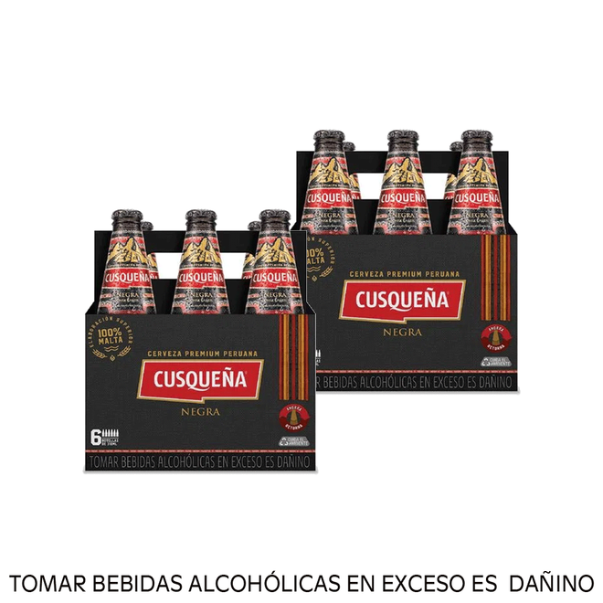 Oferta de Pack 02 Cerveza Cusqueña Negra Six Pack Botella 310 ml por S/ 53,8 en Tambo