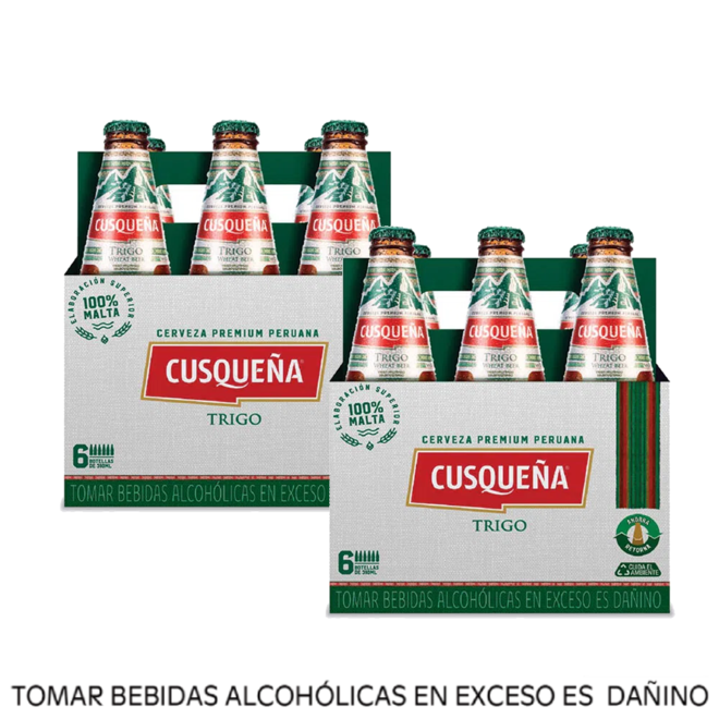 Oferta de Pack 02 Cerveza Cusqueña Trigo Sixpack Botella 310 ml por S/ 53,8 en Tambo