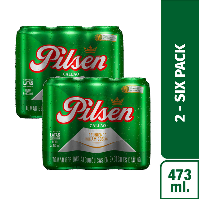 Oferta de Pack 02 Cerveza Pilsen Six Pack Lata 473 ml por S/ 61,8 en Tambo