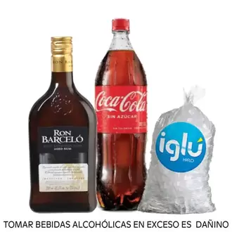 Oferta de Pack Ron Barcelo Añejo 750 ml + Coca Cola Sin Azúcar 1.5 L + Hielo 1.5 kg por S/ 69,3 en Tambo