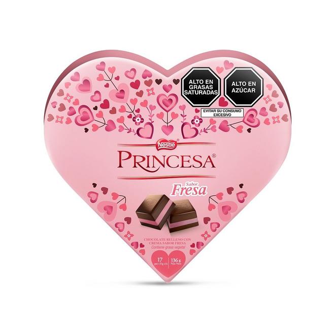 Oferta de Chocolate Princesa Fresa Coraz&oacute;n 136 g por S/ 20,5 en Tottus
