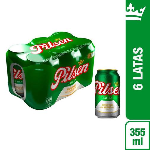 Oferta de Cerveza Pilsen en Lata Pack 6 Unidades 355 mL por S/ 26,5 en Tottus