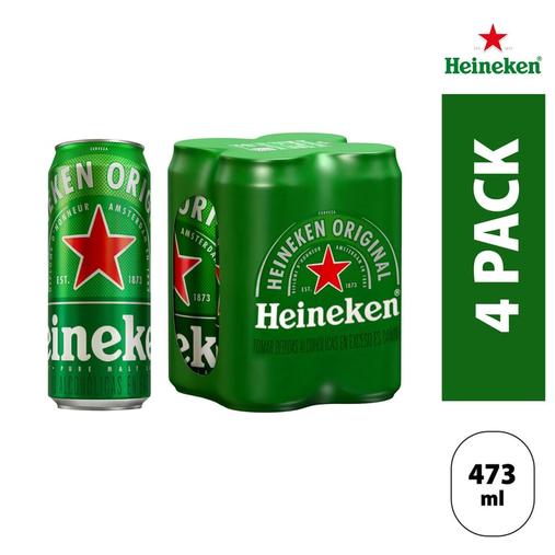 Oferta de Four Pack Heineken Lata 473mL por S/ 24,9 en Tottus