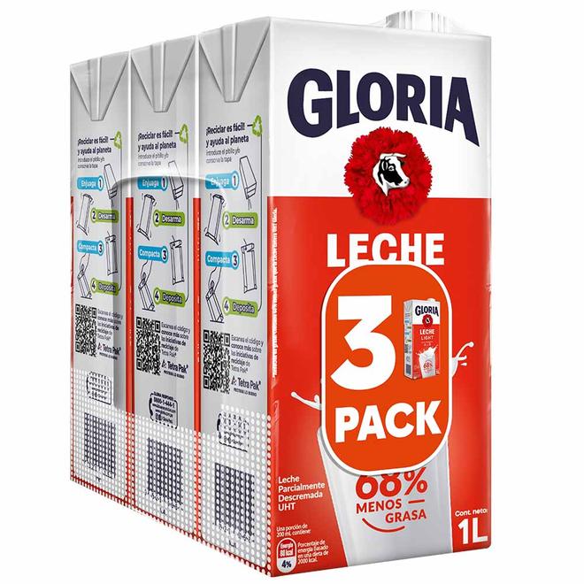 Oferta de Leche UHT GLORIA Light Pack 3un x 1L por S/ 13,9 en Vivanda